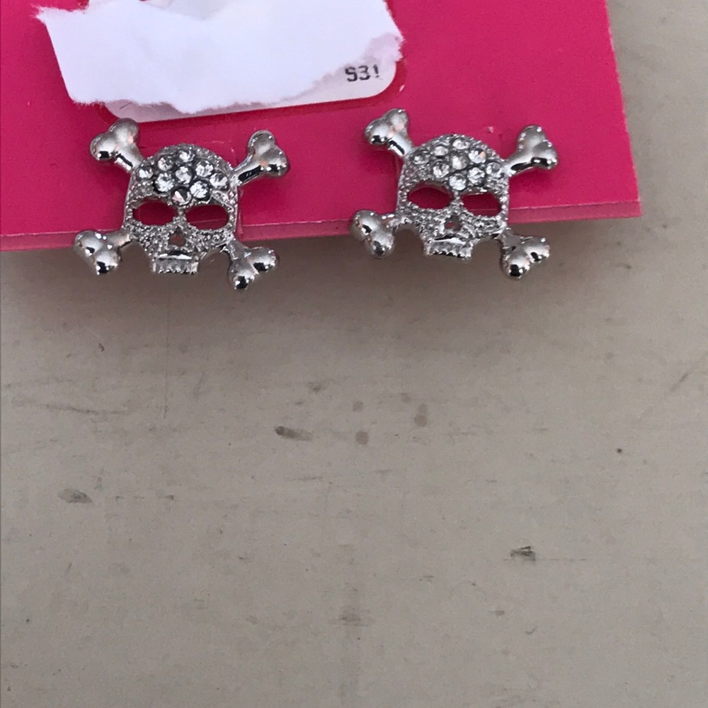Betsey Johnson Pave Skull Earrings - Picture 2 of 3